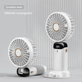 White WaterGuard™ Foldable Handheld Fan – 5-Speed USB Rechargeable Cooling Fan with Phone Stand & LED Display