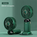 Green WaterGuard™ Foldable Handheld Fan – 5-Speed USB Rechargeable Cooling Fan with Phone Stand & LED Display