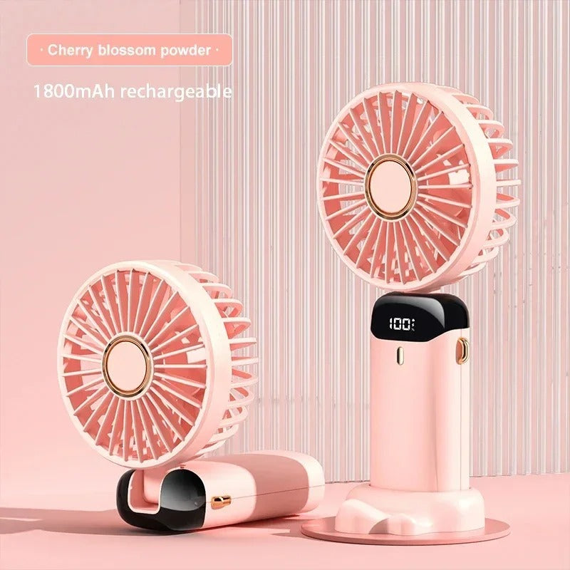 Cheery Blossom WaterGuard™ Foldable Handheld Fan – 5-Speed USB Rechargeable Cooling Fan with Phone Stand & LED Display (Copy)